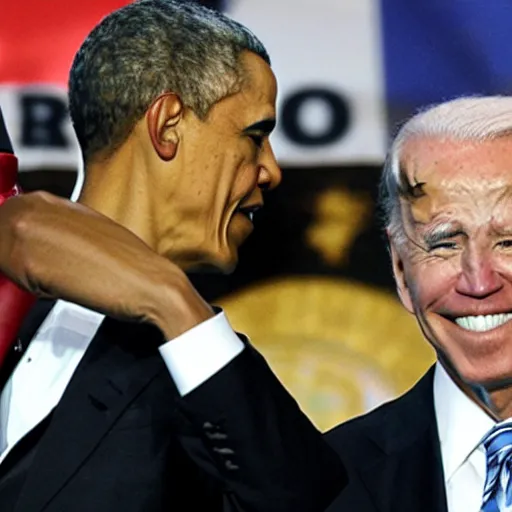 Image similar to obama boxing joe biden, photo, mid fight, intense