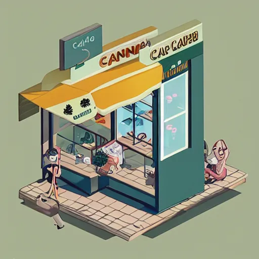 Image similar to cannabis cafe isometric fun style rendered by pixar, by ren hang