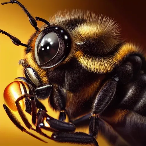Prompt: Perfectly-centered portrait-photograph of a living bee-creature , lifelike, super highly detailed, professional digital painting, artstation, concept art, smooth, sharp focus, extreme illustration, Unreal Engine 5, Photorealism, HD quality, 8k resolution, cinema 4d, 3D, beautiful, cinematic, art by artgerm and greg rutkowski and alphonse mucha and loish and WLOP