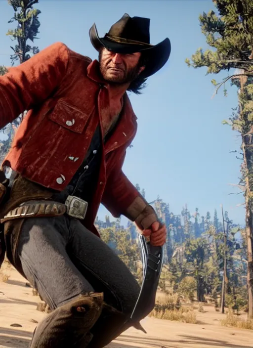 Image similar to film still of wolverine in red dead redemption 2 ( 2 0 1 8 video game )