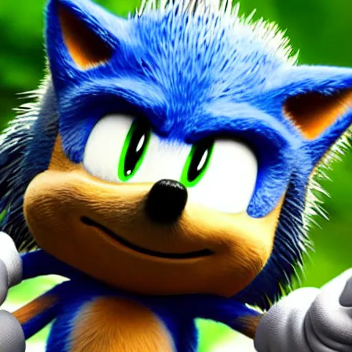 Image similar to a trail camera footage of sonic the hedgehog