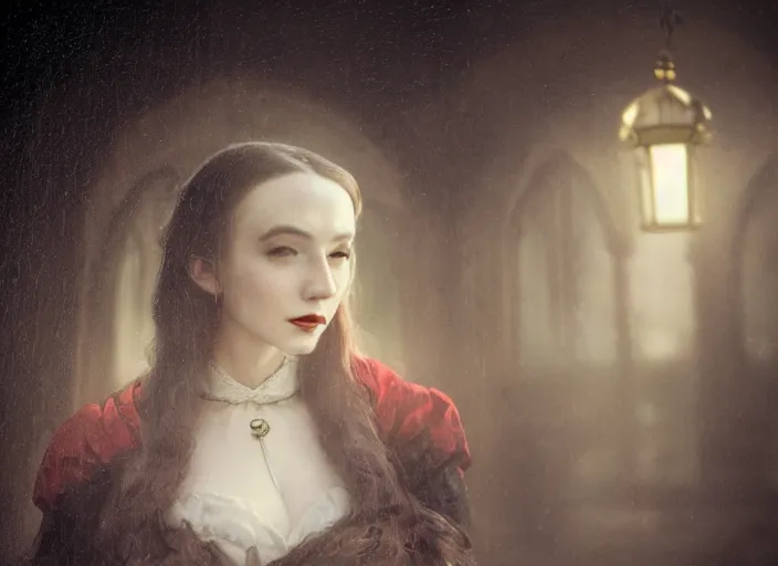 Prompt: portrait of Lady Dracula in victorian suit, atmospheric lighting, painted, intricate, London Dockyard, volumetric lighting, beautiful, light rain, moon light, sharp focus, ultra detailed, by Leesha Hannigan, Ross Tran, Thierry Doizon, Kai Carpenter, Ignacio Fernández Ríos, Yasumoto Oka,