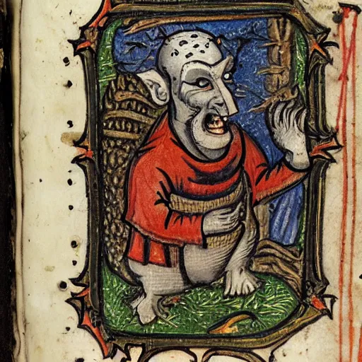 Image similar to grotesque creatures in the margins of old illuminated manuscripts