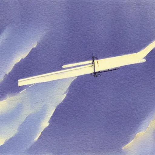 Image similar to Watercolour of wright brother airplane flying in space