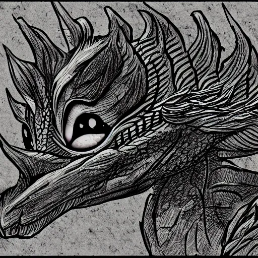 Image similar to a scanner of a fœtal baby dragon