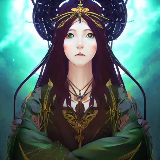 Image similar to portrait of medousiana the earth goddess of snakes, anime fantasy illustration by tomoyuki yamasaki, kyoto studio, madhouse, ufotable, square enix, cinematic lighting, trending on artstation