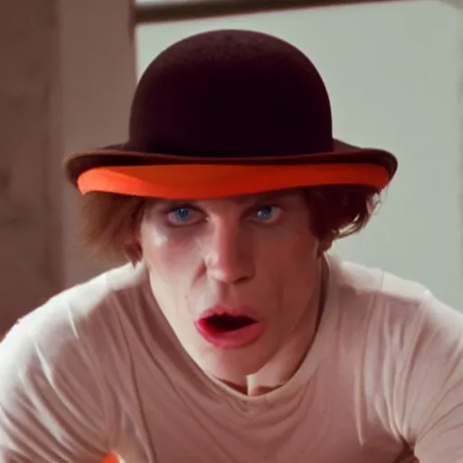 Image similar to Live Action Still of Jerma in A Clockwork Orange, real life, hyperrealistic, ultra realistic, realistic, highly detailed, epic, HD quality, 8k resolution, body and headshot, film still