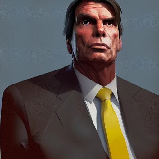 Image similar to Jair Bolsonaro with angry eyes, high angle camera artwork by Sergey Kolesov