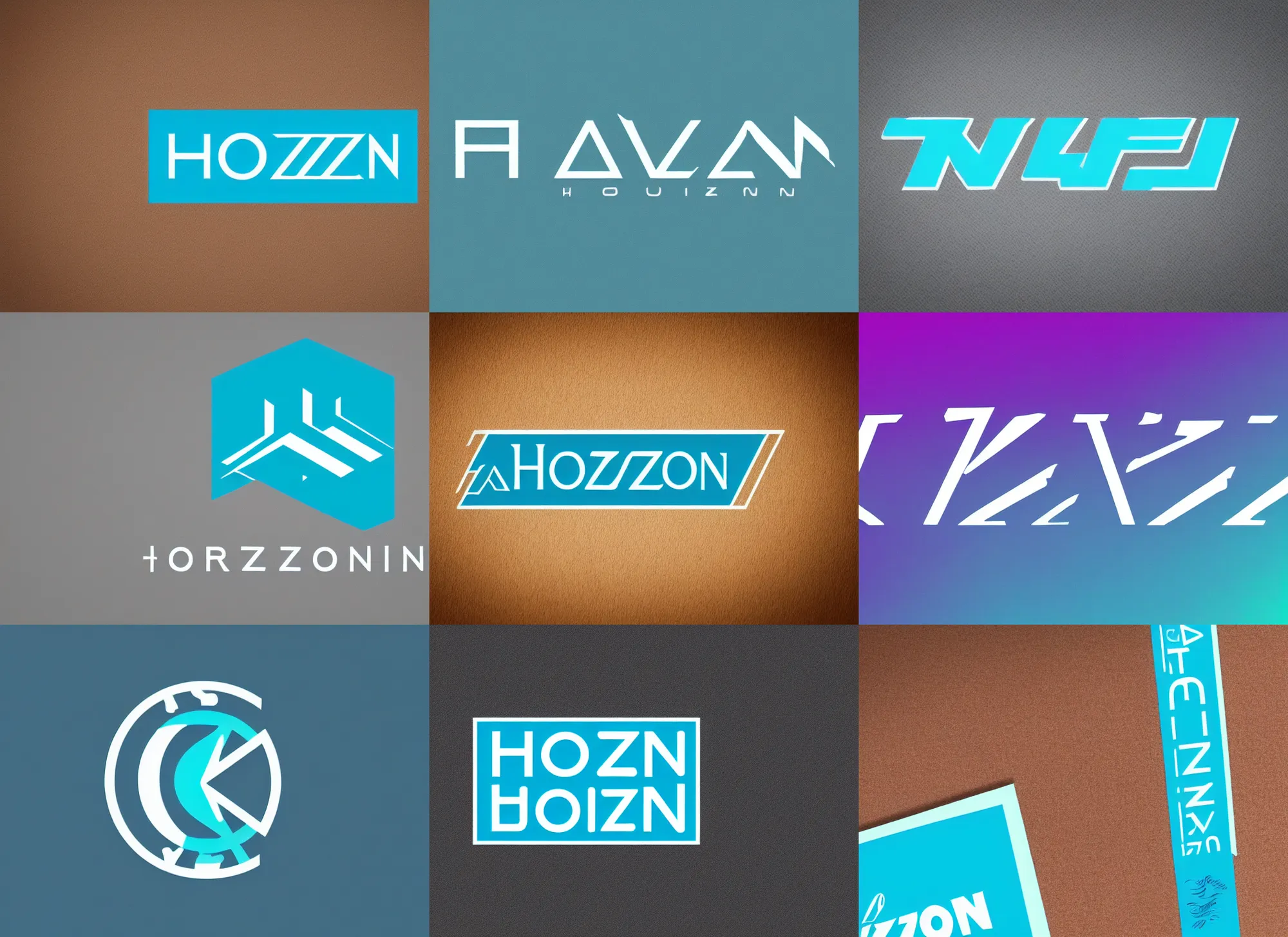 Prompt: a logo for horizon with cyan and blue tones