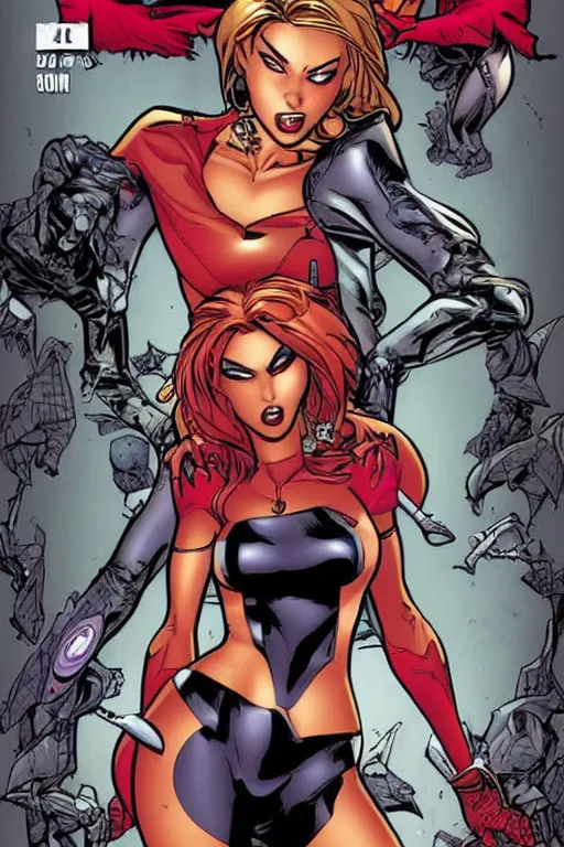 Image similar to comic book cover art of danger girl by j. scott campbell