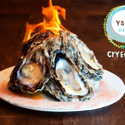 Image similar to oyster birthday cake on fire