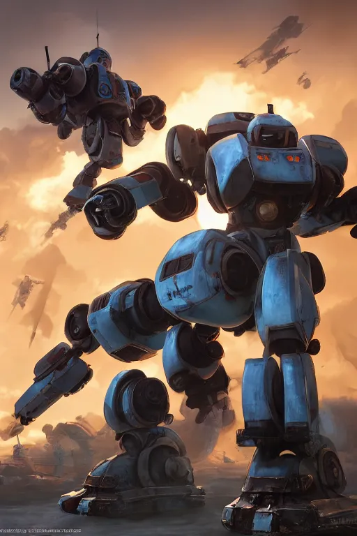 Image similar to mechwarrior 5 : mercenaries mech megaman transformer robot boss tank engine game octane render, 4 k, hd 2 0 2 2 3 d cgi rtx hdr style chrome reflexion glow fanart, global illumination ray tracing hdr fanart arstation by ian pesty by jesper ejsing pixar and disney unreal zbrush central hardmesh