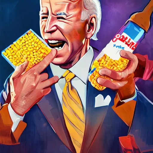 Image similar to joe biden fights corn pop, artstation, award - winning, art contest,