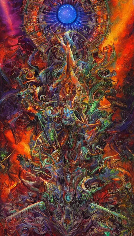 Image similar to psytrance artwork, by james gurney