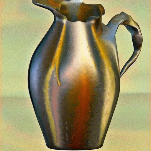 Image similar to impressionist symetrical paris steel jug, by egon schiele and anton pieck, zbrush central, detailed painting