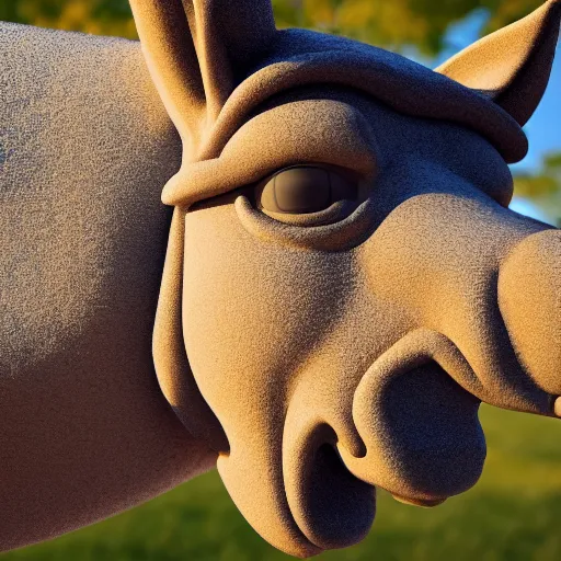 Image similar to a 3d donkey on vacation, amazing detail