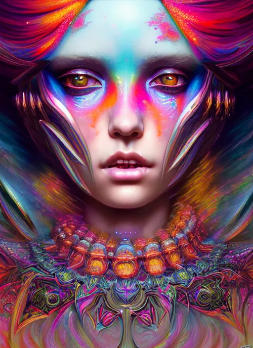 Image similar to hyper detailed ultra sharp hallucinogenic trance girl, warpaint aesthetic, synthwave, colorful, psychedelic, ornate, intricate, digital painting, concept art, smooth, sharp focus, illustration, art by tom bagshaw and greg rutkowski and hannah yata, trending on artstation 8 k