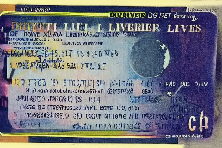 Prompt: a driver's license from planet xornoth