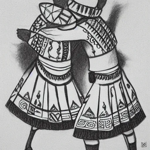 Image similar to beautiful pencil drawing in a contemporary style of round dance - folkloric dances, sharp and precise detailed picture, no faces