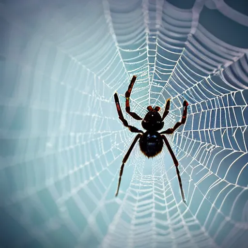 Image similar to award winning macro photography of a spider wrapping it's prey in its web