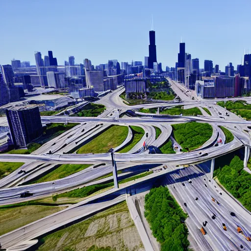 Image similar to drone shot of i90 highway in chicago