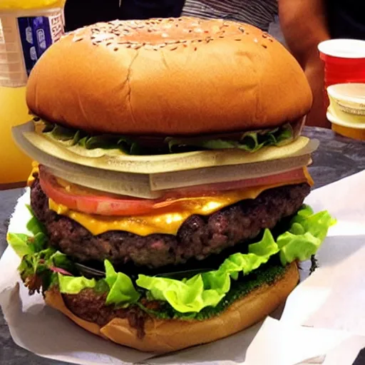 Image similar to the biggest burger of all time