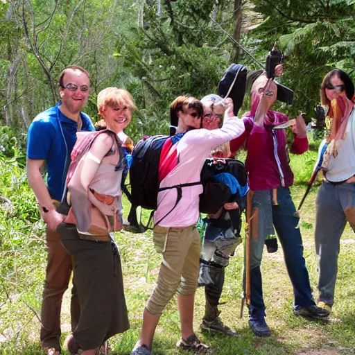 Image similar to 4 adventurers taking group photo