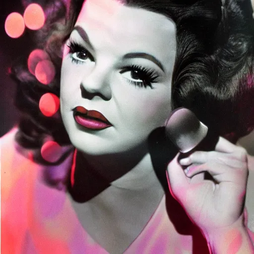 Prompt: Judy Garland photoshoot, 1960s style, groovy background, dramatic lighting, film camera