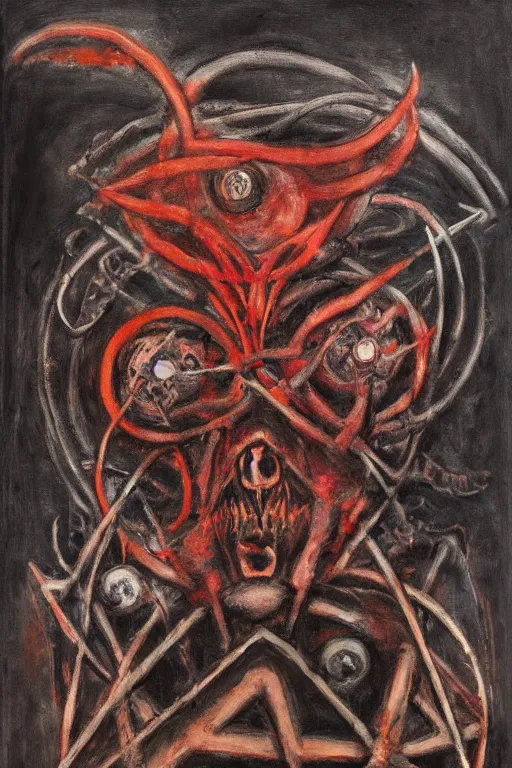 Image similar to biomechanical talisman of evil stygian rituals, god of darkness by maggi mcdonald, mark rothko, sabina klein