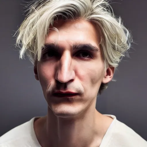 Image similar to a closeup photo of really handsome xqc smoking,