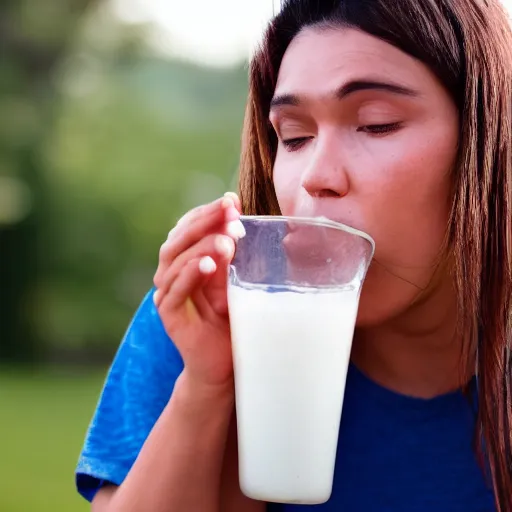 Prompt: person drinking a millshake