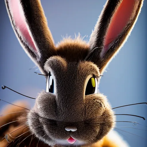 Prompt: Portrait of a bugs bunny, Sigma 85mm Lens F/1.8, award winning photography