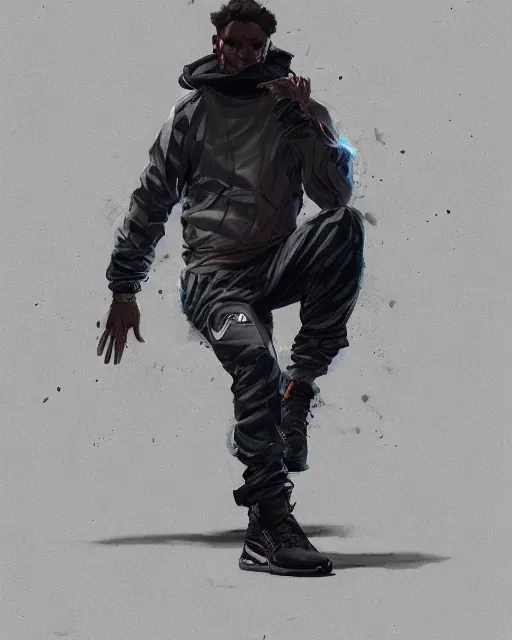 Image similar to Medium shot of a character wearing Nike ACG+Acronym P31-DS Pants in the style of greg rutkowski