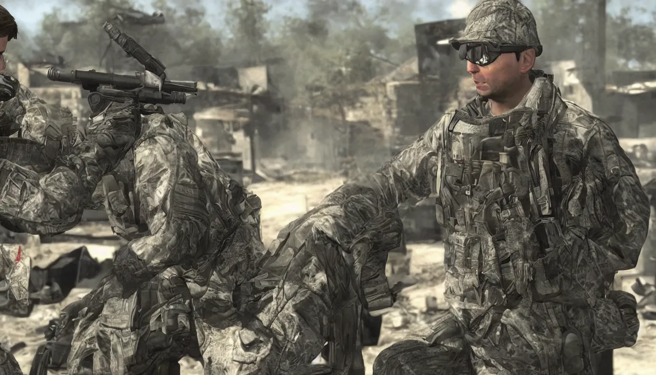Prompt: Tobey Maguire in Call Of Duty, in-game screenshot, stunning screenshot, epic, intricate, accurate, cool, trending,