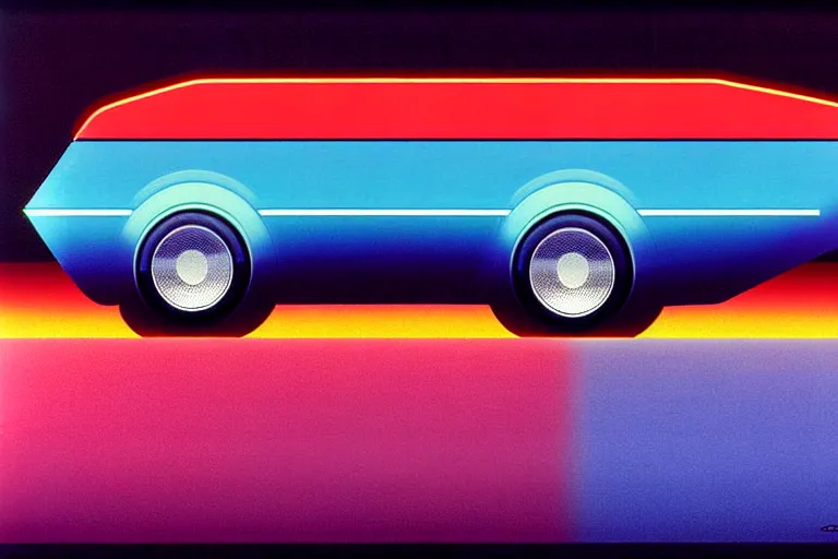 Prompt: designed by giorgetto giugiaro stylized poster of a single 1 9 7 9 vehicle concept, thick neon lights, ektachrome photograph, volumetric lighting, f 8 aperture, cinematic eastman 5 3 8 4 film