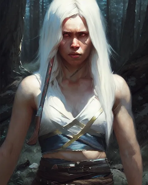 Prompt: a female nordic berserker | | realistic shaded, fine details, realistic shaded lighting poster by greg rutkowski, magali villeneuve, artgerm, jeremy lipkin and michael garmash and rob rey