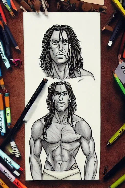 Image similar to disney's tarzan, solo portrait, ✏🖼