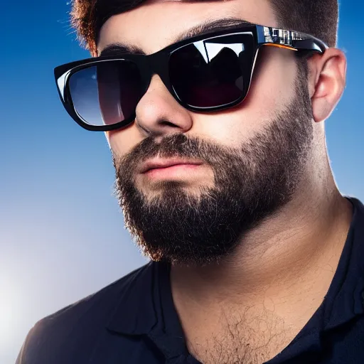 Prompt: a beautiful portrait of a young expressionless bloke wearing sunglasses known as speed dealers, on a hot australian day, high quality, photography, volumetric lighting, 8 k