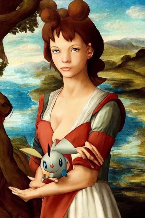 Image similar to a portrait from misty from pokemon, renaissance painting