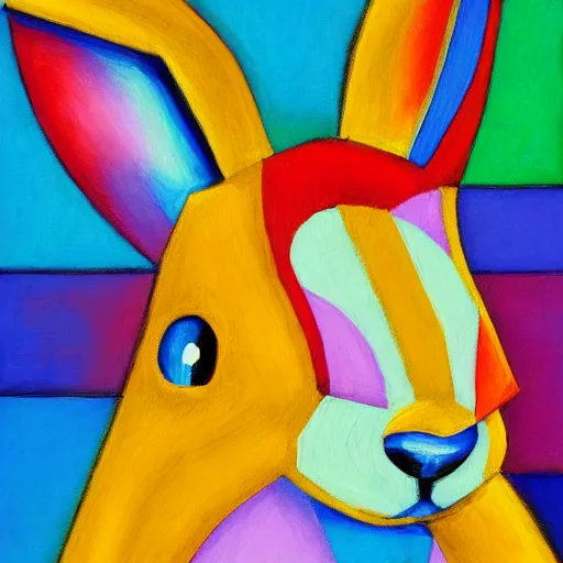 Image similar to a cute colorful rabbit in the style of cubism and impressionism, artstation