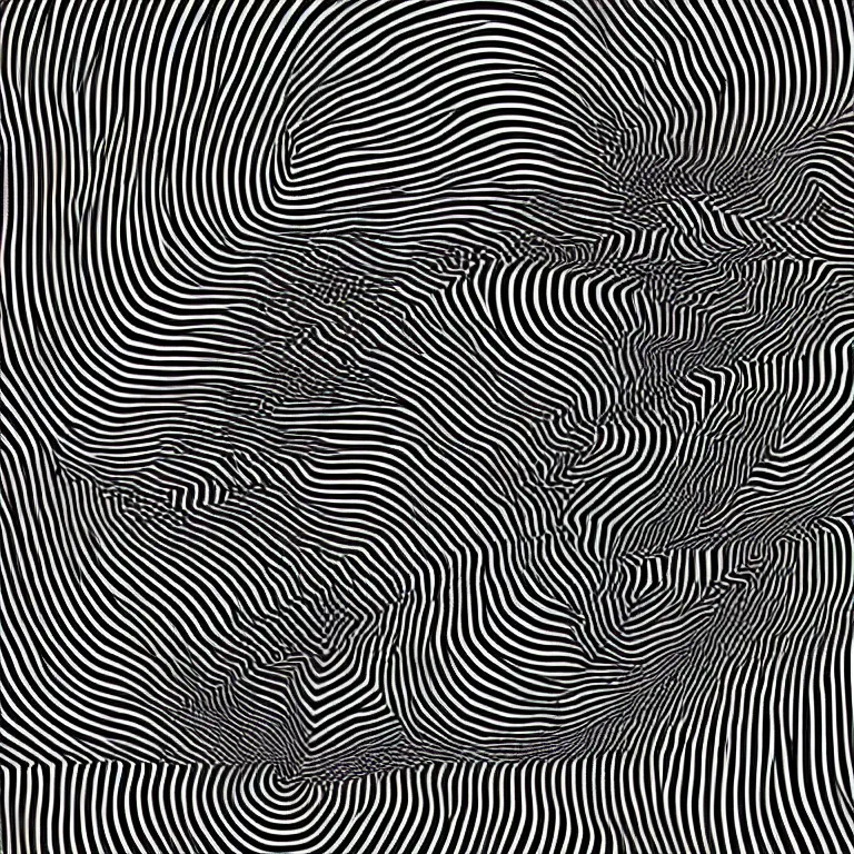 Image similar to a beautiful female face made of illusory motion dazzle camouflage perlin noise optical illusion