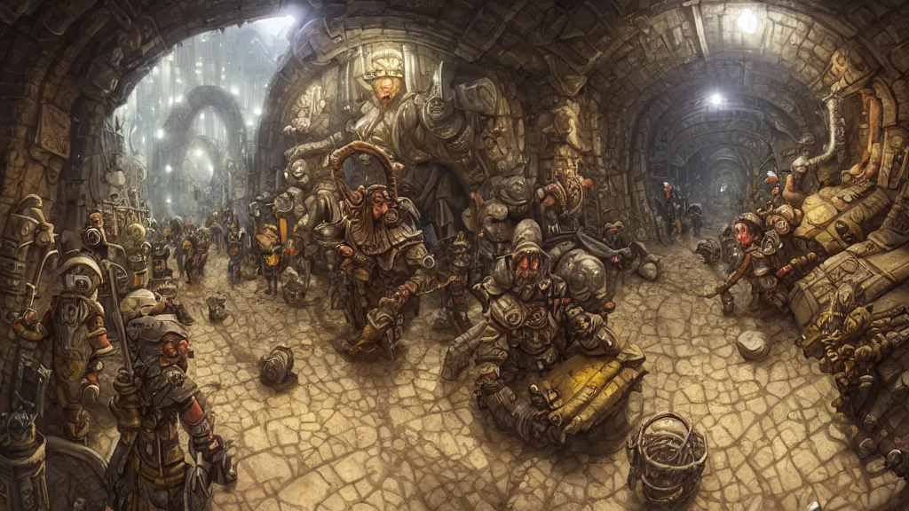 Image similar to busy dwarven tunnel city metropolis hyper real painting by chiara bautista karl kopinski kim jung giu and weta studio, and lucasfilm and jesper ejsing and norman rockwell greg rutkowski frank frazzeta