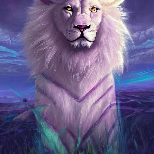 Prompt: aesthetic portrait commission of a albino male furry anthro lion wearing vaporwave chequered clothing at windows xp bliss wallpaper. Character design by charlie bowater, ross tran, artgerm, and makoto shinkai, detailed, inked, western comic book art, 2021 award winning painting