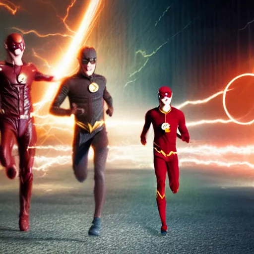 Prompt: the flash running through parallel dimensions