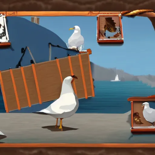 Image similar to seagull playing accordion in the style of old school runescape