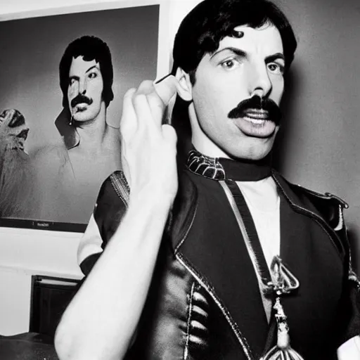 Image similar to freddie mercury asking saul goodman for help, award winning photography by don mccullin