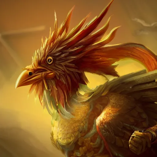 Prompt: fantasy chicken human, high detail, fantasy art, concept art, 4 k, ultra detail, computer art