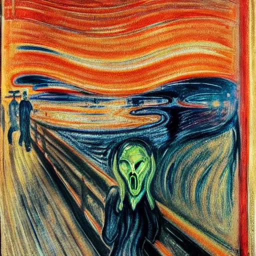 Image similar to lovecraftian horror by edvard munch