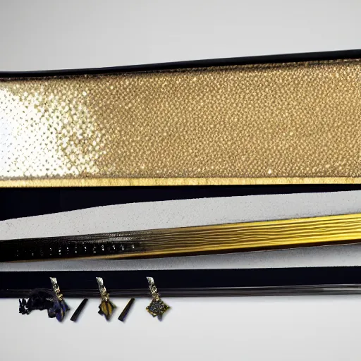 Prompt: a hyper realistic katana that is made out of diamonds and gold and silver 4 k