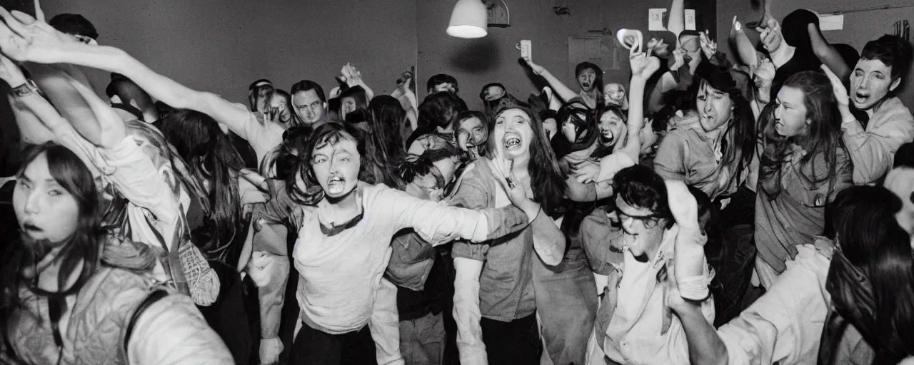 Image similar to a riot breaking out as people try to escape a room full of spaghetti, anxiety, canon 5 0 mm, cinematic lighting, photography, retro, film, kodachrome